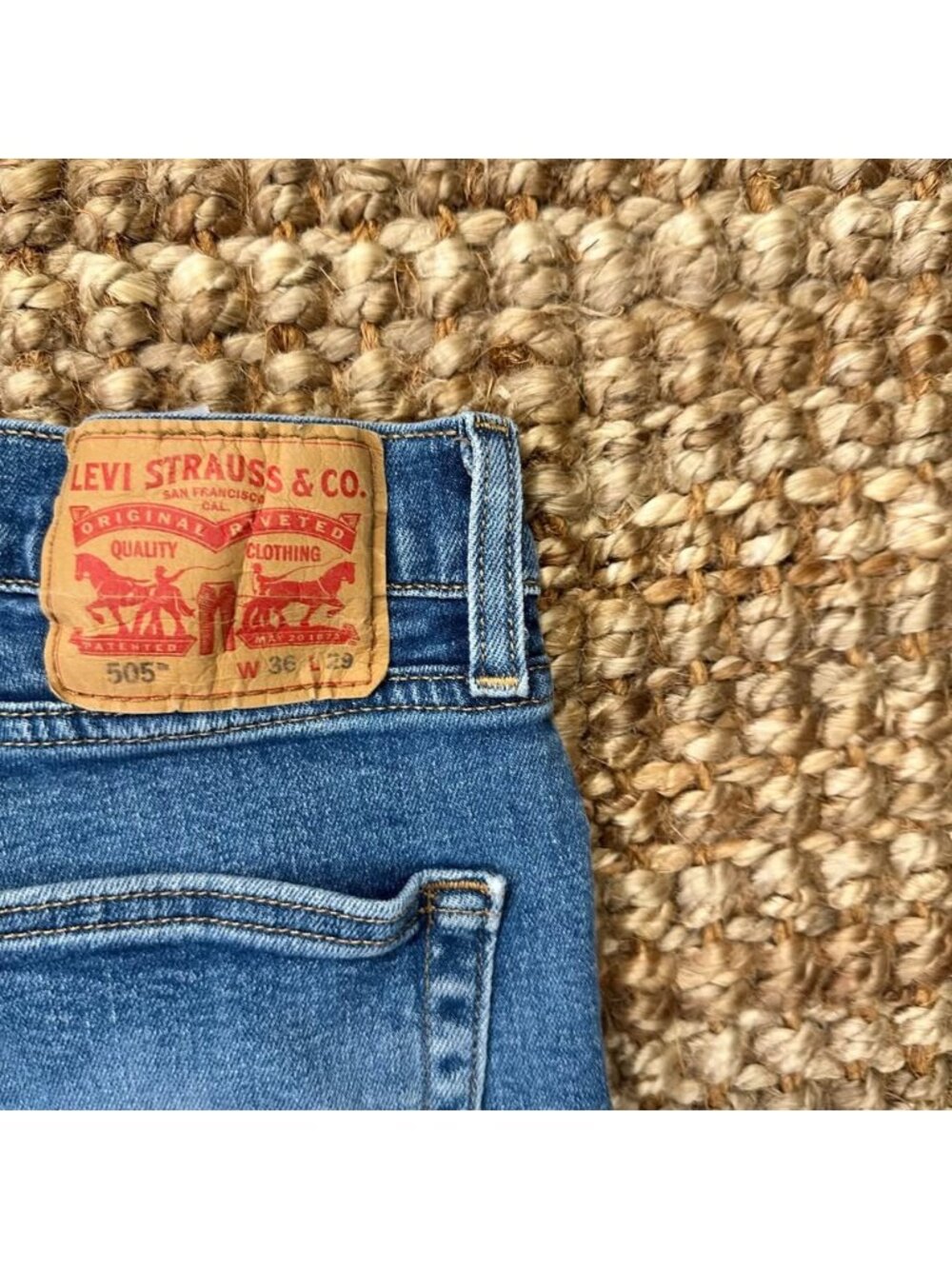 Levis 505 (36x29) Denim Jeans Mens Regular Straight Fit Classic Red Tab Blue